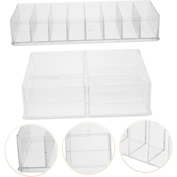 2 stk. Makeup Opbevaringsboks Desktop Kosmetik Organizer Makeup Stativ Multi-grid Stativ Kosmetik
