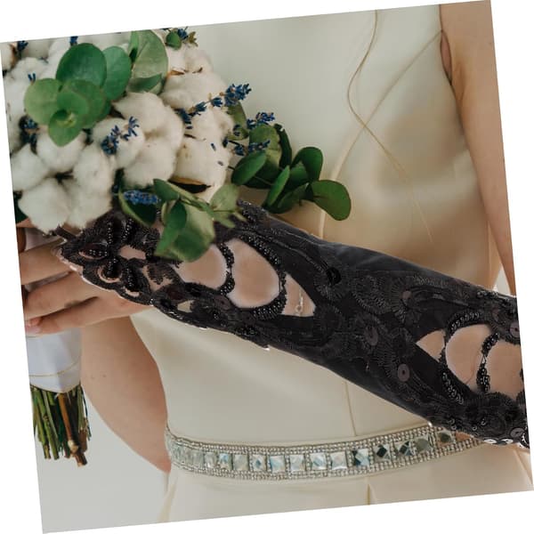 Blonde Armvarmere Dame Mesh Handsker til Bryllupsfest Elegante Fingerløse Handsker til Kvinder