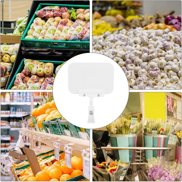 10 stk. vanntett plastskiltholder med klips, liten prislappholder