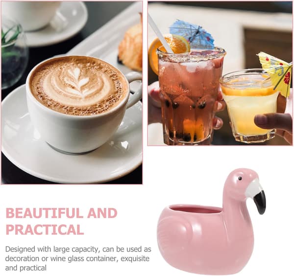 Keramisk Flamingo Cocktailkopp Vinkopp Stor Kapasitet Rosa Bartilbehør