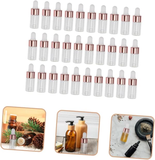 50 st 3 ml glasdroppflaskor läckagesäkra för eteriska oljor Resor Små tomma flytande glasflaskor