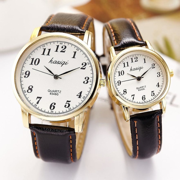 Kvarts ur til studerende Herre læderbælte Casual parure Women's coffee belt