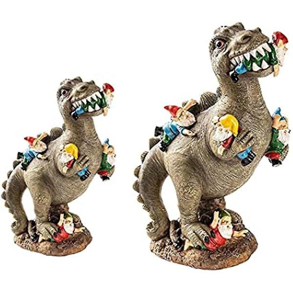 Trädgårds-Dinosaurie Staty Tomte Rolig Dvärg Resin Staty Skulptur Hem Utomhus Konst Ornament Gräsmatta Dekoration S