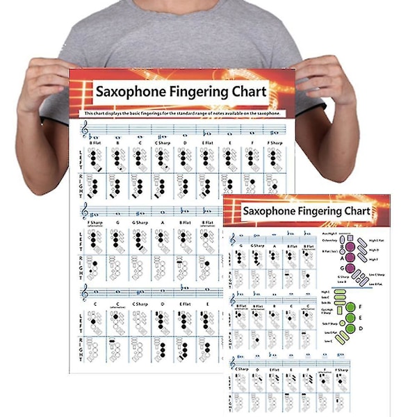 Sinknap Saksofon Fingertavle Akkorddiagram Musikk Instrument Øvingstilbehør for Begynnere