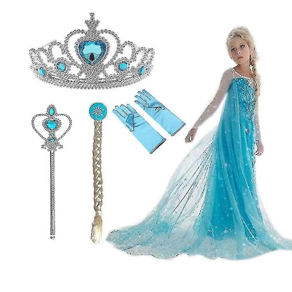 Ny Elsa Klänning Flickor Sommarklänning Prinsessan Cosplay Kostym Klänningar För Barn Jul Födelsedag Fancy Party Vestidos Menina elsa set 9