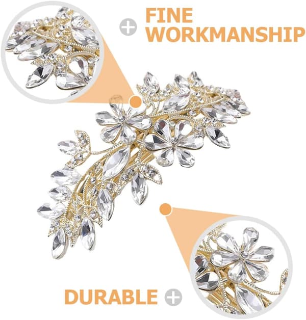 Krystalblomst Hårklemme Rhinestone Hårspænde til kvinder til polterabend