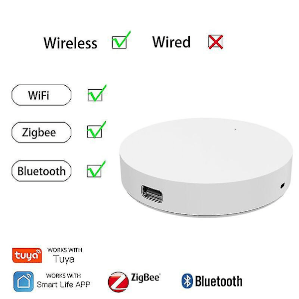 Tuya Zigbee Smart Gateway Hub Multi-modell Wifi Bluetooth Smart Hjem Smart Life Trådløs Fjernkontroll Multi-mode hub
