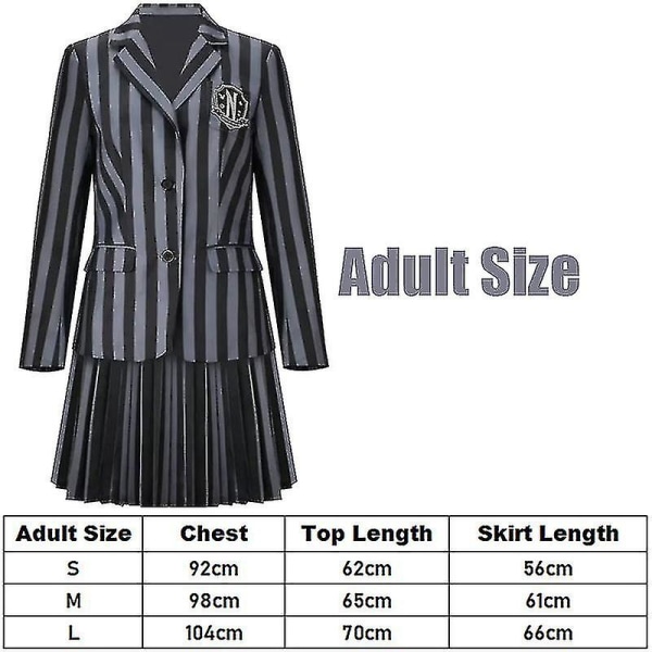 Kvinder Addams Teenagere Piger Wednesday Addams Nevermore Uniform Kostume L Adult