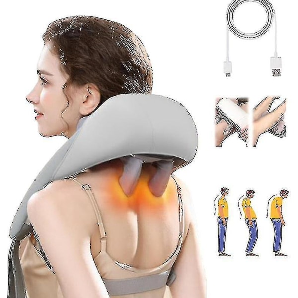 Massagemaskiner til Nakke og Skulder med Varme, Nakke- og Rygmassager - yuhao Grey