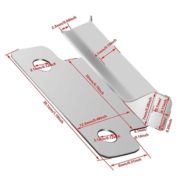 3D-printer glassbedklips 7mm glassbed fjær svingklips rustfritt stål bedklips (sølv) (1 stk)