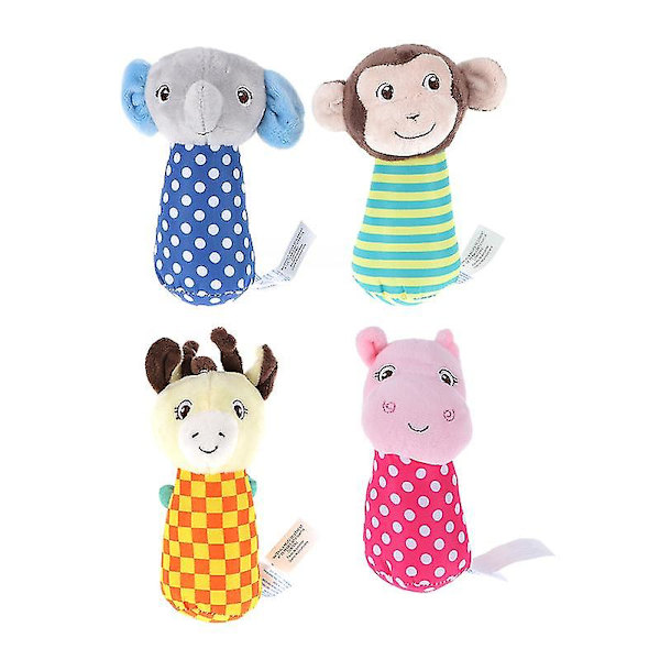 4 st. Djurformade Skrammelklockor Cartoon Baby Grepp Lugnande Leksak