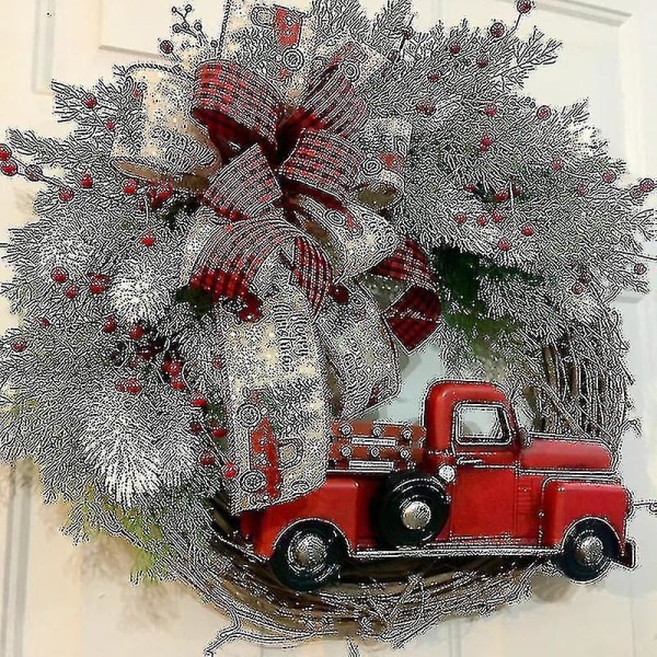 Red Truck Christmas Door Hanging Farmhouse Red Truck Wreath