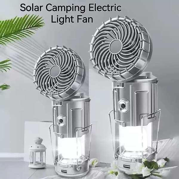 Solcelled Campinglys Udendørs Bærbar Ventilator Genopladelig