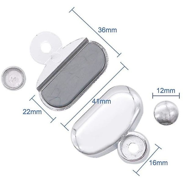 Sats med väggmonterade spegelhållare i glas, med glasklämma för badrumsspegel, zinklegering kromfinish - oval hyllfäste