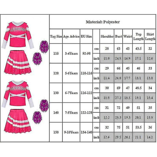 Zombies 3 - Cheerleader-asu Lasten Tytöille naamiaisiin ja juhliin 9-10 Years