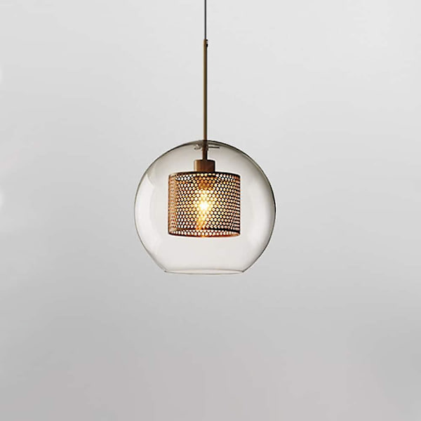 1-lys 20 cm LED-pendellampe i glass, retro