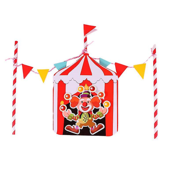 5 Set Cirkustema Tårta Toppers Roliga Clown Tårta Plockar Hängande Flaggor Cupcake Dekoration Festtillbehör För Födelsedag Festival