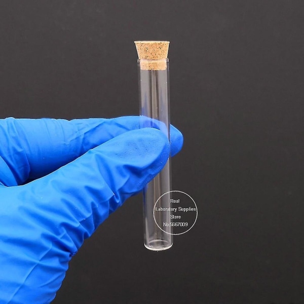 100 stk Lab 12x75mm fladbundet glasreagensglas med kork