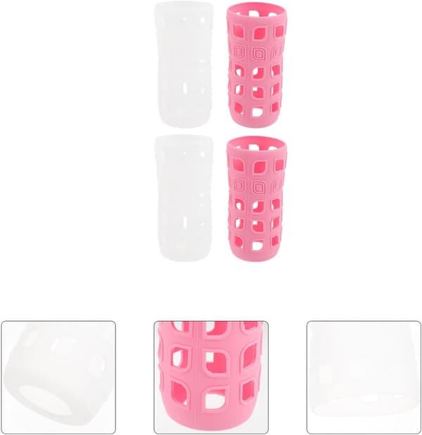 4 st värmeisolerade silikonflaskhylsor koppskydd ihålig design, bärbara glasflaskskydd