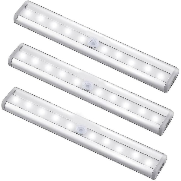 Motion Sensor Light Bar, (10 Led, 3 Pack) Wardrobe Wireless Lamp-yuhao