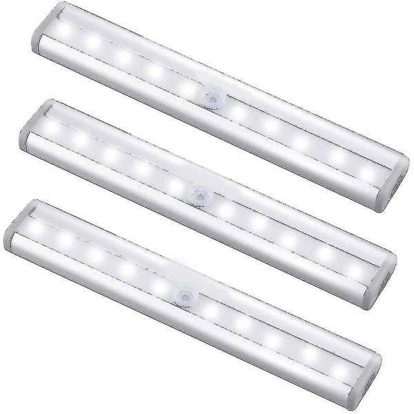Rörelsesensor Light Bar, (10 LED, 3 Pack) Garderob Trådlös Lamp-yuhao