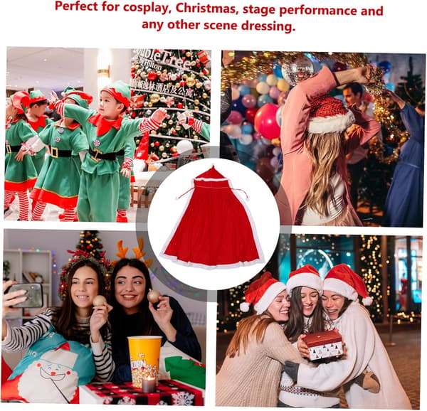 Julekappe fløjlshætte til julefrokost, performancekostume, julemandskostume