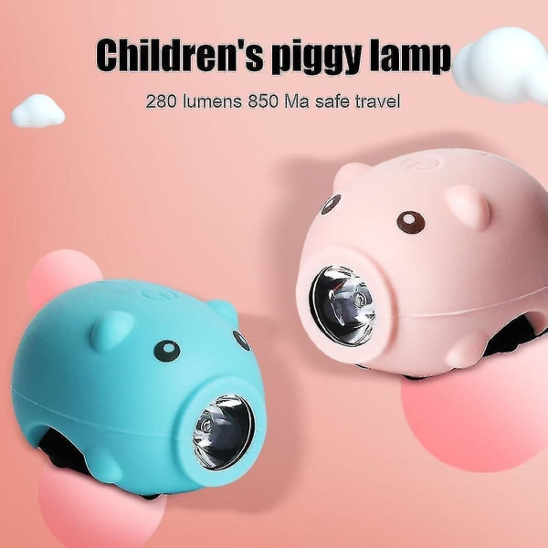 Cartoon Piggy USB Genopladelig T6 LED Cykel Forlygte