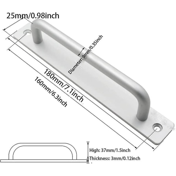 Skyvedørshåndtak dørhåndtak Slitesterk aluminiumslegering skyvedørstrekk Kraftig fast stanghåndtak med skruer for kjøkkenmøbler
