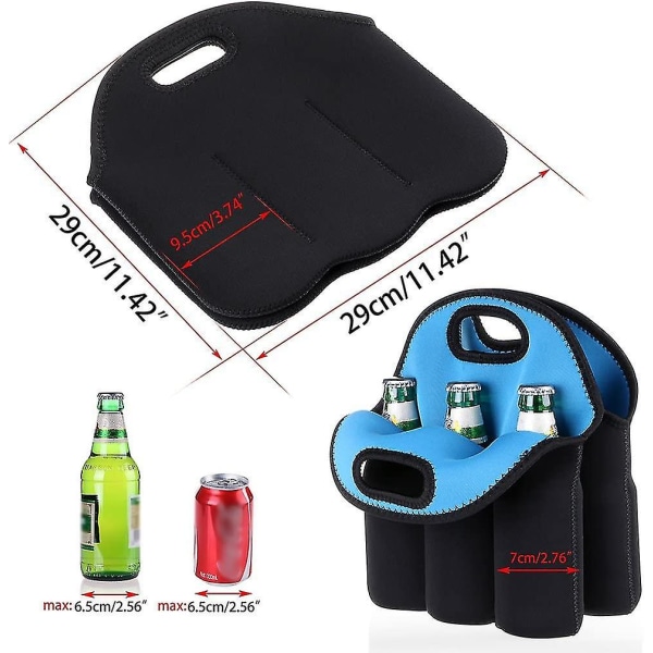 6 flasker isoleret neopren bærer bæretaske taske til øl sutteflaske dåser  drikkesort, blå1 stk. b474 | Fyndiq