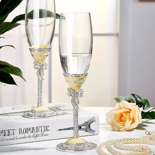 1 Par Enamel Champagne Flutes Blyfri Krystal Goblet Kop