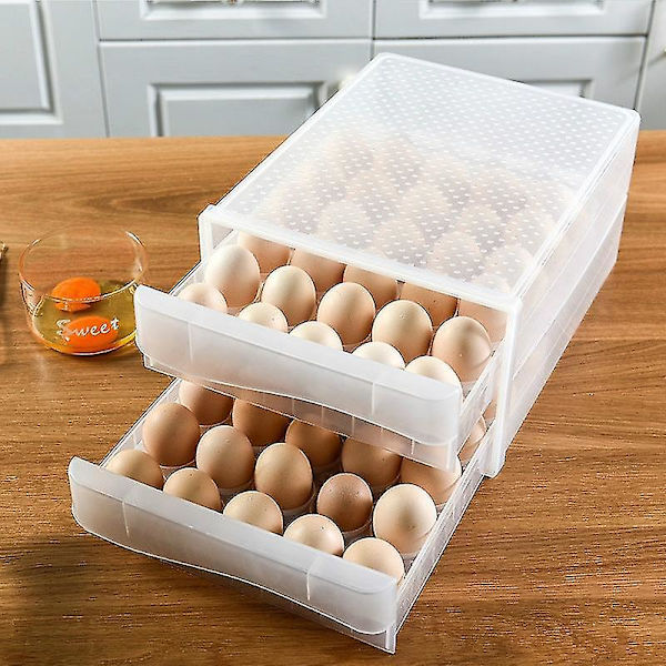 Eggboks for kjøleskap, plast, skuff