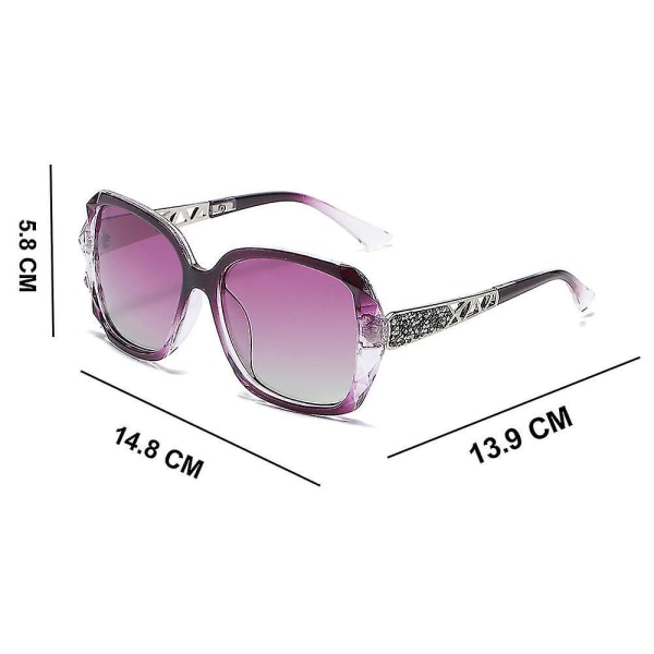 1 stk polariserte firkantede solbriller Glitrende kompositt skinnende innfatning og firkantet brilleveske
