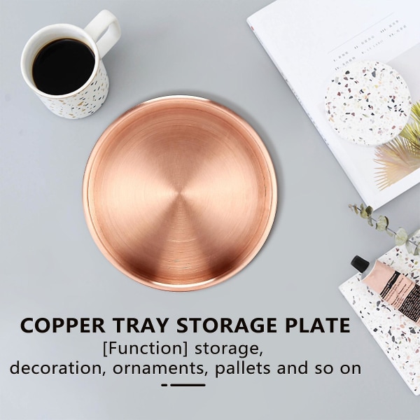 Nordic Copper Rund Opbevaringsbakke Skrivebord Metal Opbevaring Organizer Smykker Organizer Småtings Opbevaring