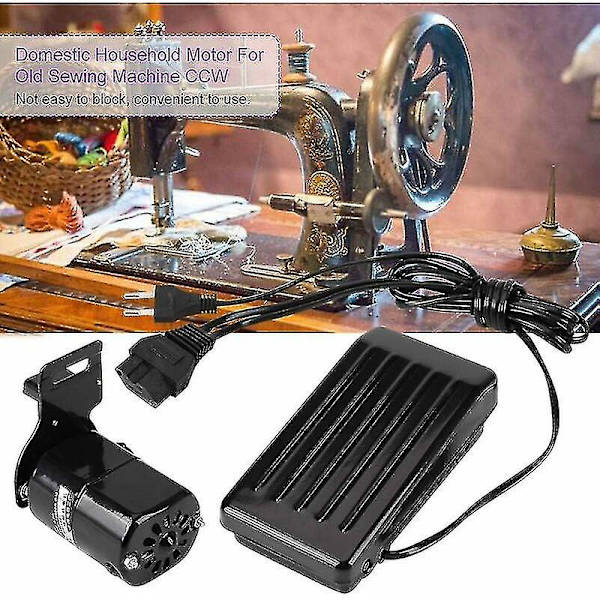Sömnadsmaskinsmotor, fotpedal, universal pedal för vintage sömnadsmaskiner, 180W sömnadsmotor reservdelar med fotpedal, låg ljudnivå