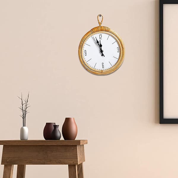 Väggklocka i Rattan, Handvävd - Enkel Design Hängande Klocka Lämplig för Hem, Sovrum, Vardagsrum