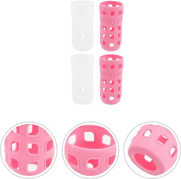 4 st värmeisolerade silikonflaskhylsor koppskydd ihålig design, bärbara glasflaskskydd