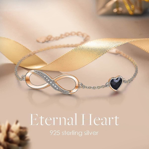 Infinity Heart Symbol Charm Armbånd Til Kvinder 925 Sterling Sølv Justerbar Valentinsdag Juveler