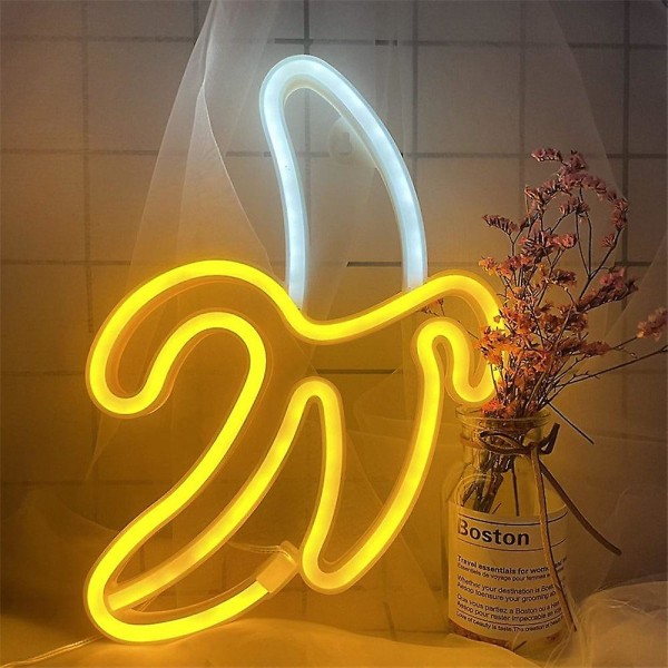 Neonlys Bananaformet Neonlampe Henger Aaa Batterikasse