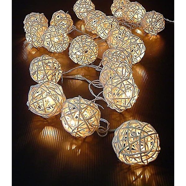 20 LED-rattanpalloa, keijuvalot, terassivalaistus, ulkokoristelu