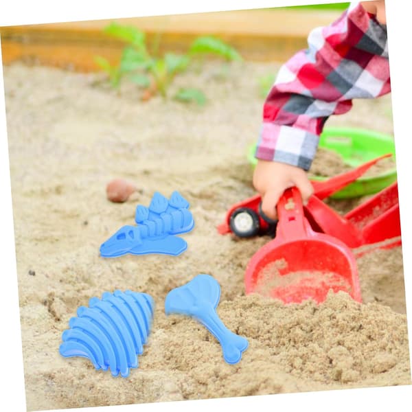 4 sæt dinosaurform strand til skelet udendørs til mini dinosaurmodel sandforme plast
