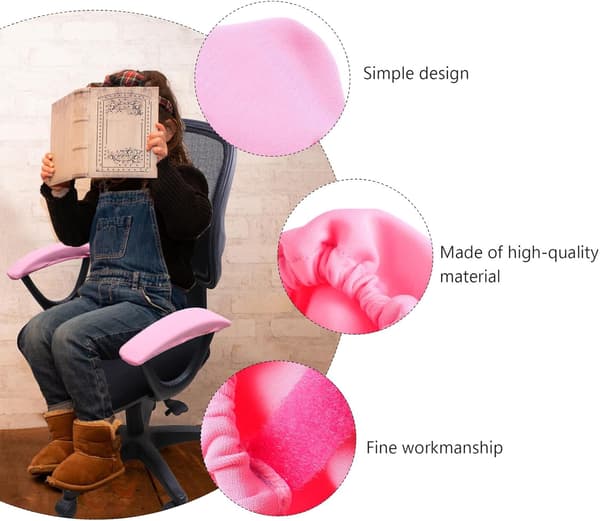 Barnestol Armlensdeksler Rosa Polyester Stol Armlensputer for Gutter og Jenter Kontor- og Hjemmebruk