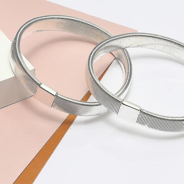 Metallisk armbånd for menn, elastisk armbåndshette (hvit K, 2 stk)