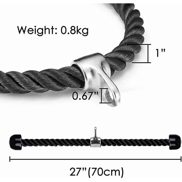 Nylon Triceps Rep-Träningsrep, Hållbart, med Halkskyddande Handtag, Tricepsövningar Present