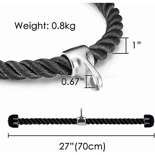 Nylon Triceps Tau for Trening, Slitesterk, med Sklisikker Håndtak, Treningsgave for Triceps