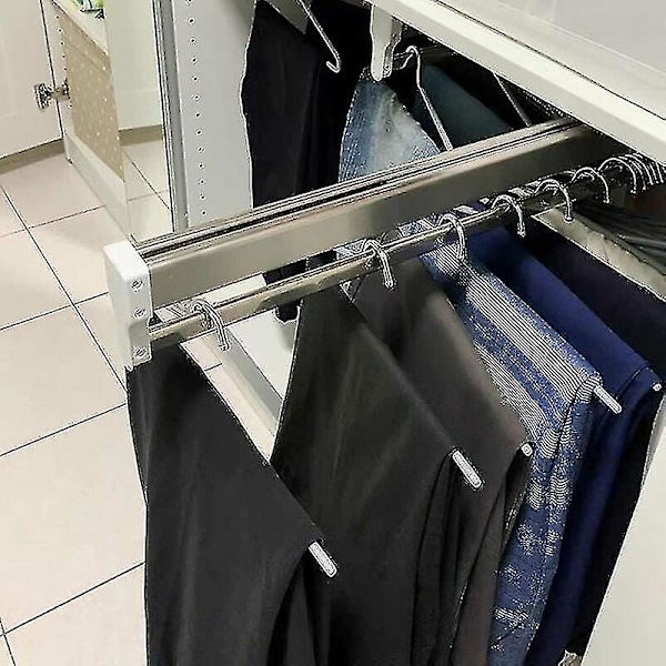 Justerbar Teleskopisk Klesstativ i Rustfritt Stål for Garderobeskap