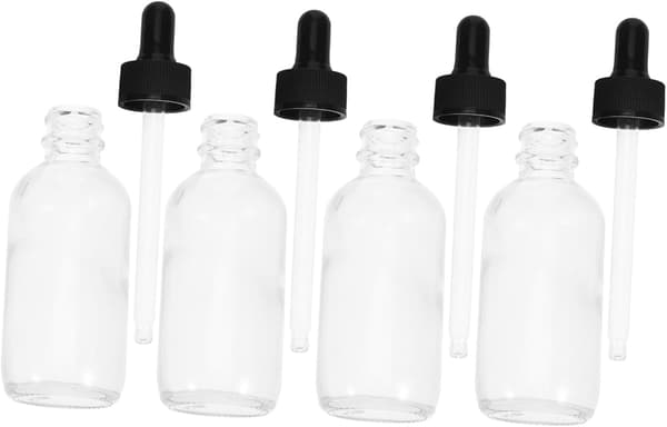 4 st eteriska oljeflaskor med droppare, glasflaskor med plastlock för hårolja och parfym