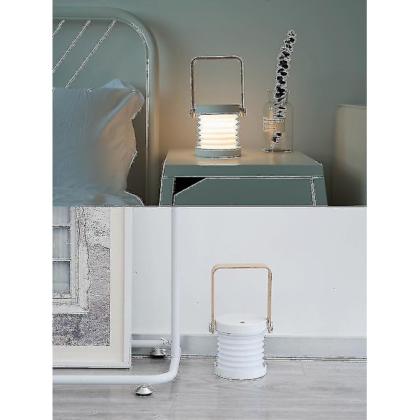 Foldbar nattlys med uttrekkbar LED-berøringslampe, sammenleggbar teleskopisk nattlyslommelykt, bordlampe, flere farger tilgjengelig White