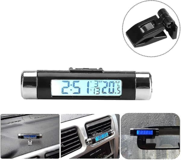 Bil LCD Digital Clip Termometer Klocka Digital LED Bil Klocka