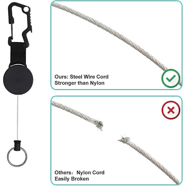 Tilbagetrækkelige nøgleringe, 3 pakning Heavy Duty Tilbagetrækkelige Badge Reels med Multifunktionelt Metal