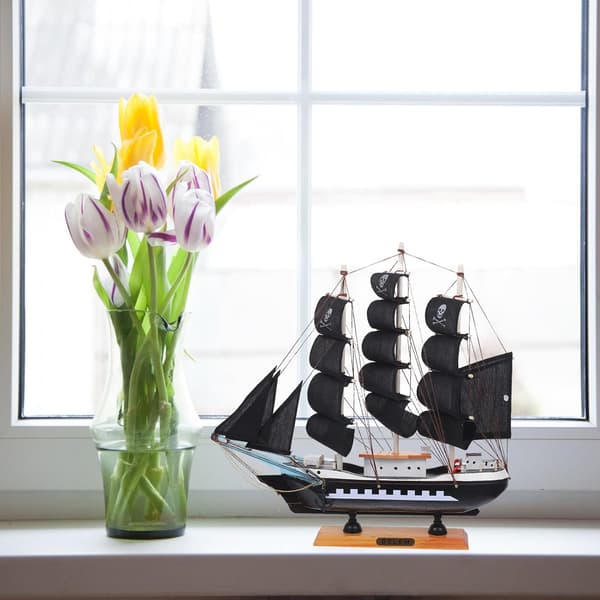 Seilskipsmodell i tre 33 cm Karibisk piratseilbåtdekor